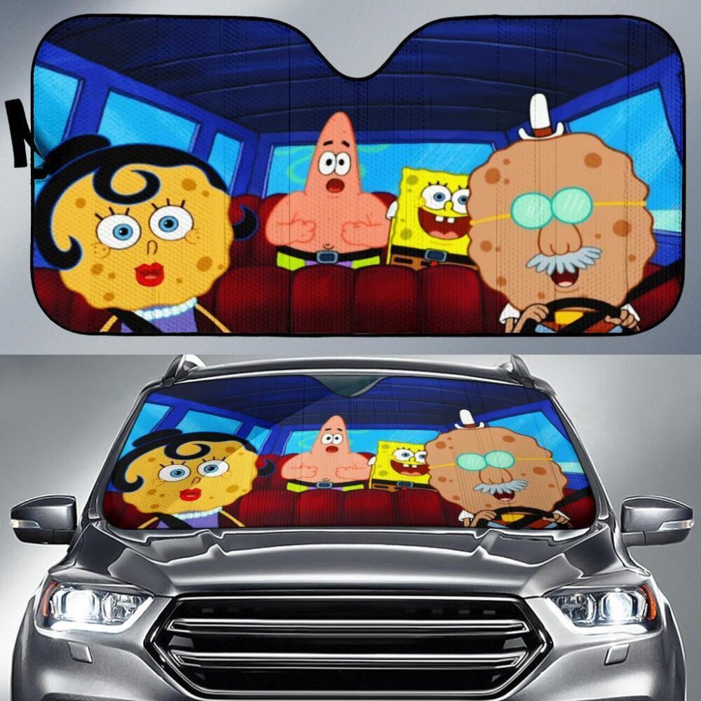 Spongebob Running Vacation Car Sun Shade Custom Car Windshield Accessories