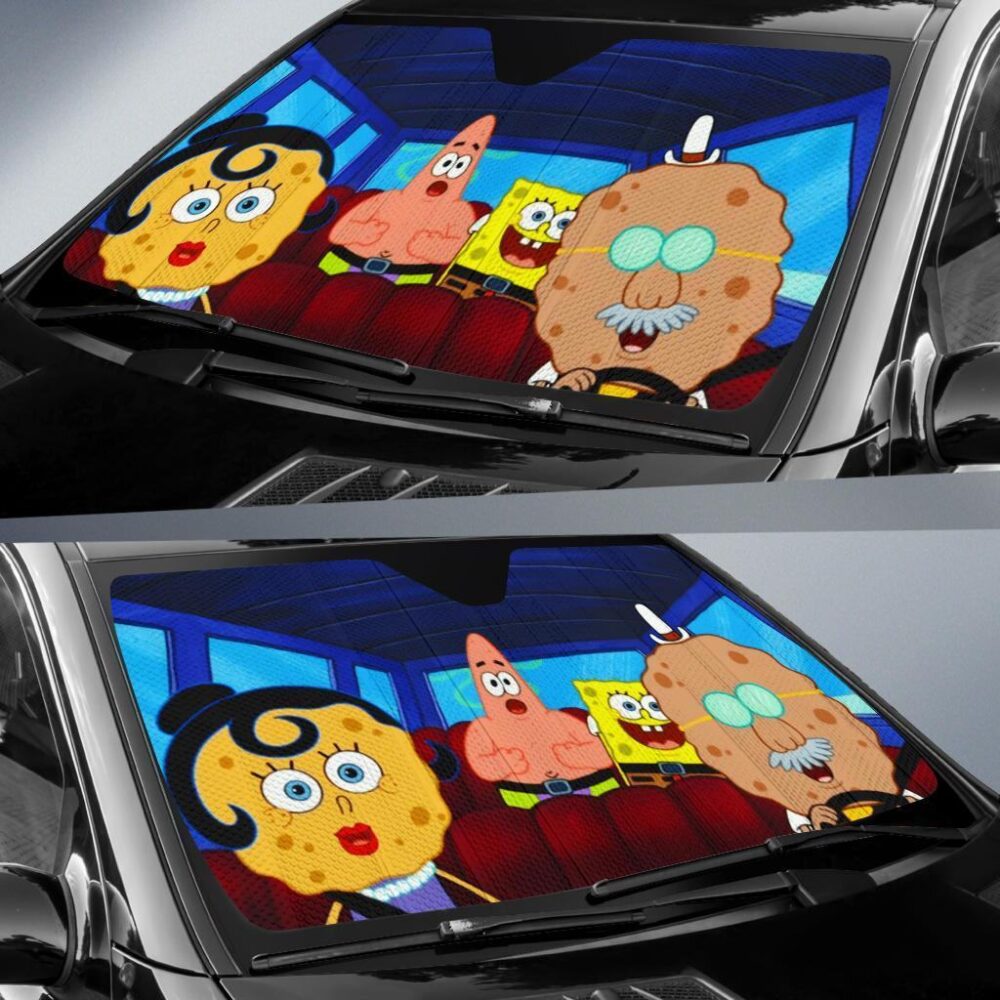 Spongebob Running Vacation Car Sun Shade Custom Car Windshield Accessories