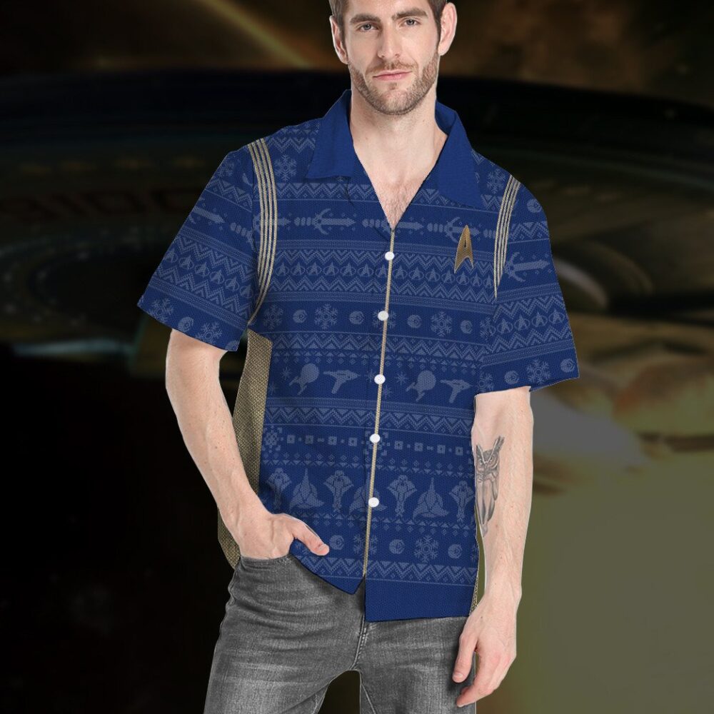 Star Trek Discovery 2017 Present Ugly Christmas Custom Button Up Hawaiian Shirt