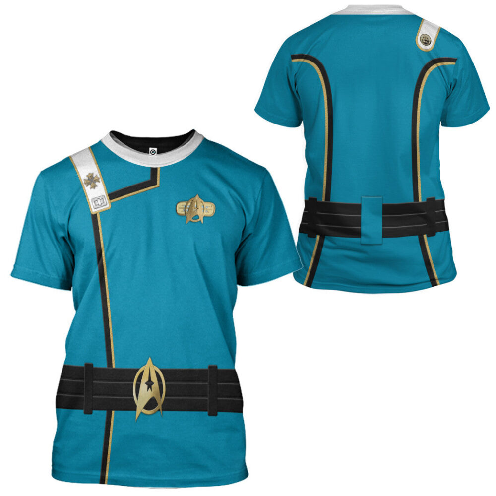 Star Trek II VI Wrath of Khan Starfleet Kirk Spock Blue Uniform Custom Hoodie Tshirt Apparel