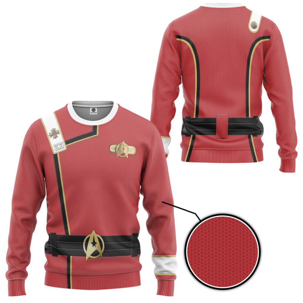 Star Trek II VI Wrath of Khan Starfleet Kirk Spock Red Uniform Custom Hoodie Tshirt Apparel
