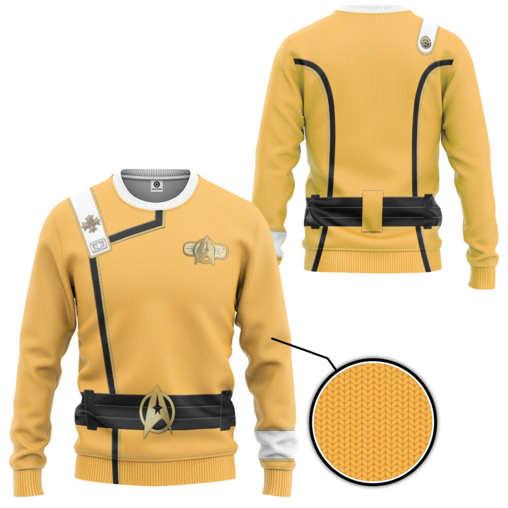 Star Trek II VI Wrath of Khan Starfleet Kirk Spock Yellow Uniform Custom Hoodie Tshirt Apparel