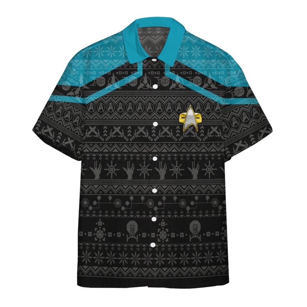 Star Trek Picard 2020 Blue Ugly Christmas Custom Button Up Hawaiian Shirt