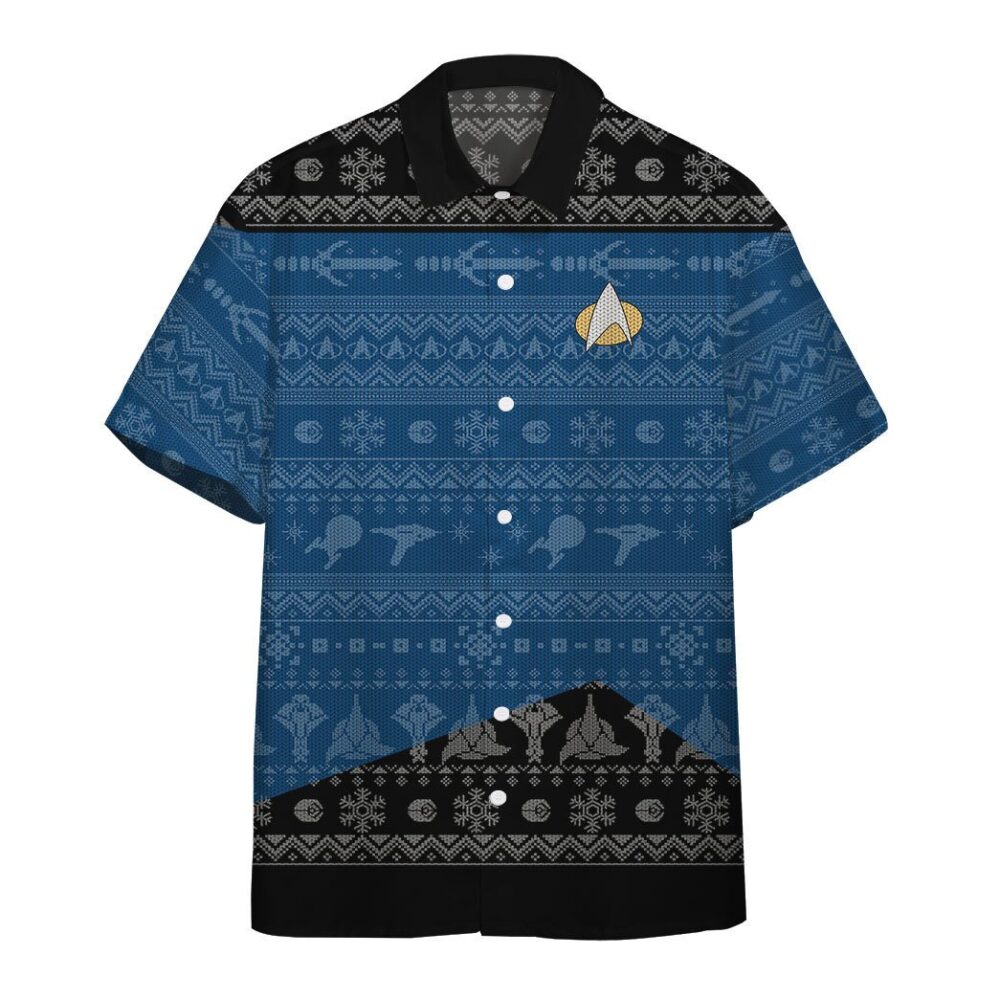 Star Trek The Next Generation 1987 Blue Ugly Christmas Custom Button Up Hawaiian Shirt