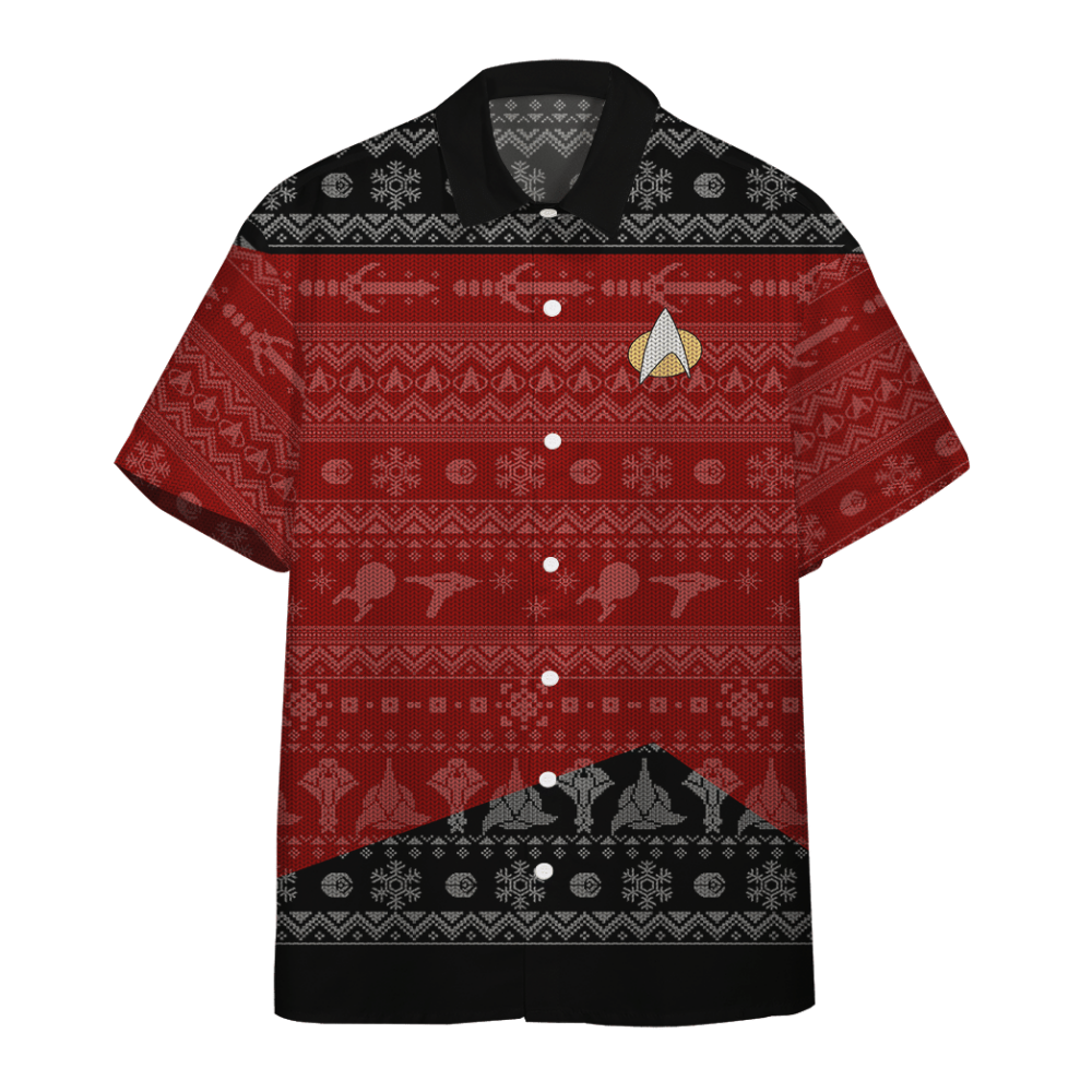 Star Trek The Next Generation 1987 Red Ugly Christmas Custom Button Up Hawaiian Shirt