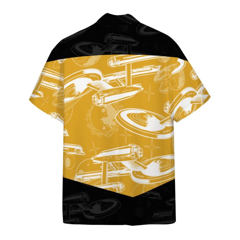 Star Trek The Next Generation 1987 Yellow Uniform Custom Button Up Hawaiian Shirt