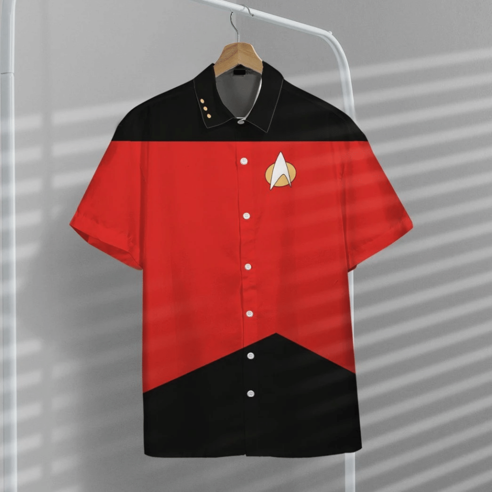 Star Trek The Next Generation Red Uniform Custom Button Up Hawaiian Shirt
