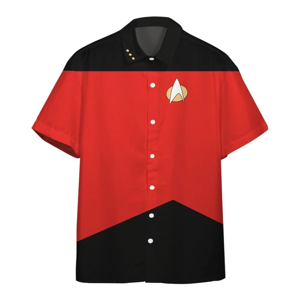 Star Trek The Next Generation Red Uniform Custom Button Up Hawaiian Shirt
