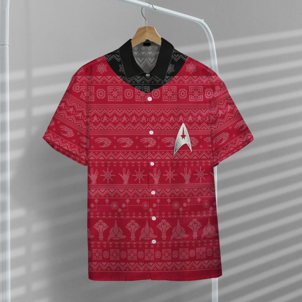 Star Trek The Original Series 1966 1969 Red Ugly Christmas Custom Button Up Hawaiian Shirt