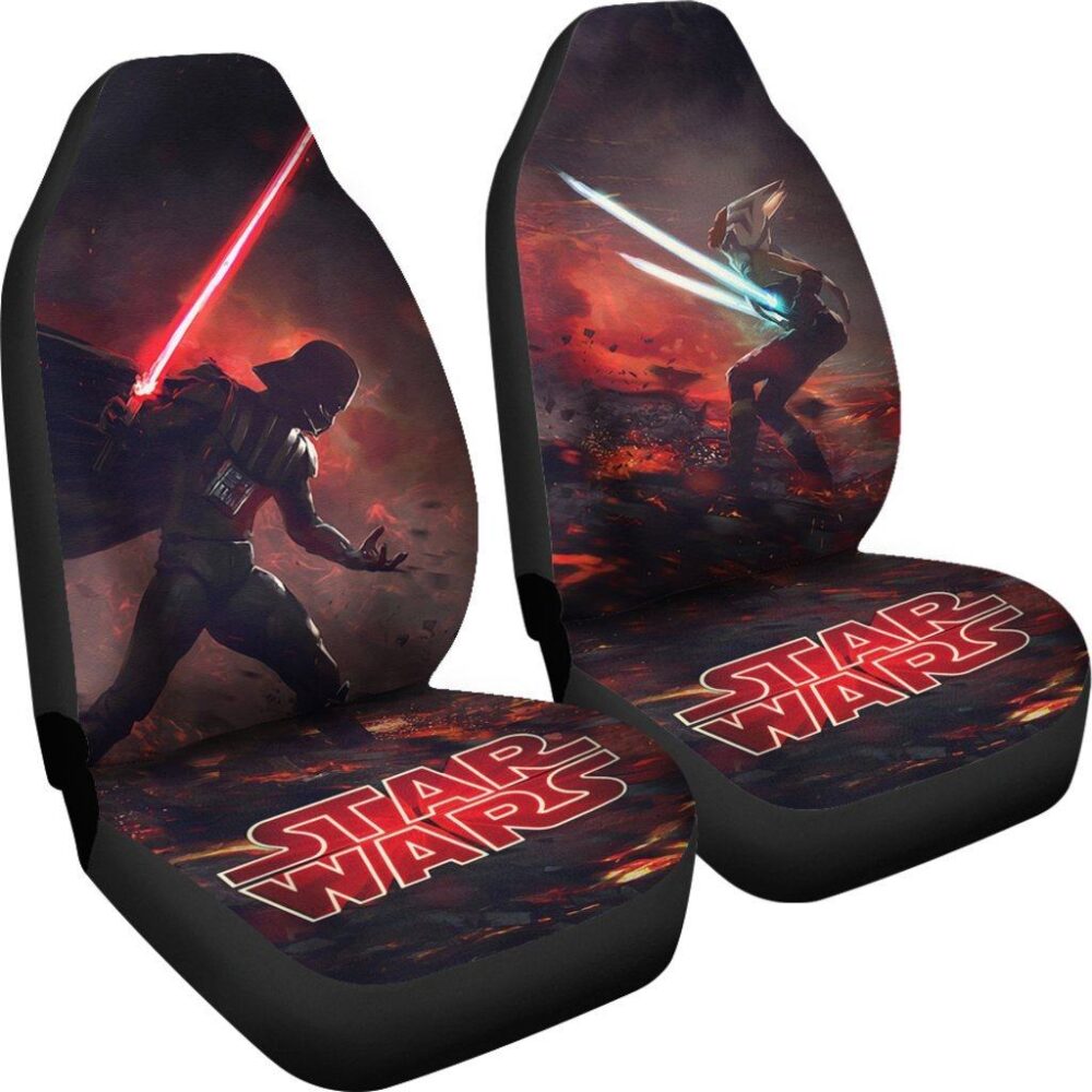 Star Wars Movie Car Seat Covers | Ahsoka Tano Vs Darth Vader Fighting Seat Covers SWCSC41