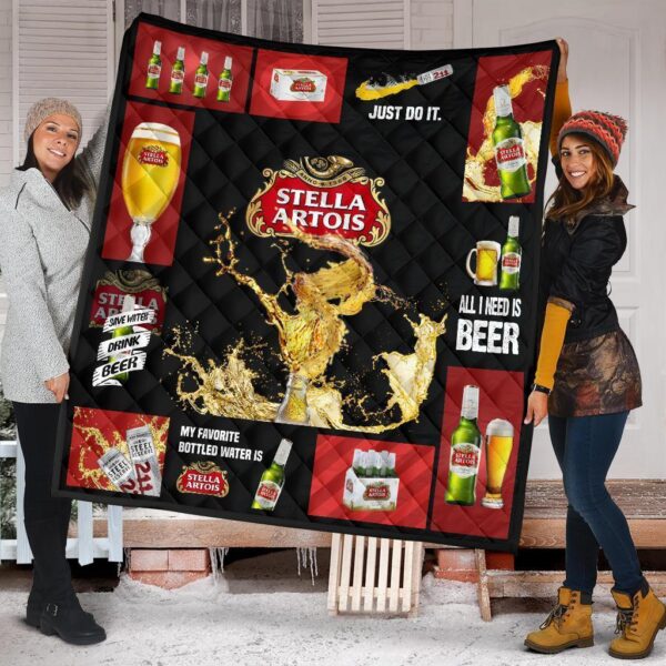 Stella Artois Quilt Blanket All I Need Is Beer Gift Idea