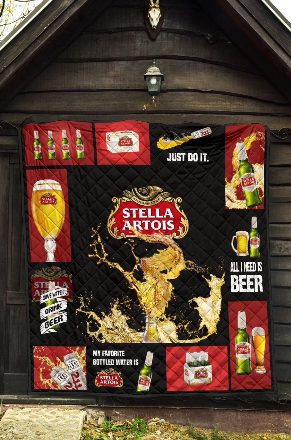 Stella Artois Quilt Blanket All I Need Is Beer Gift Idea