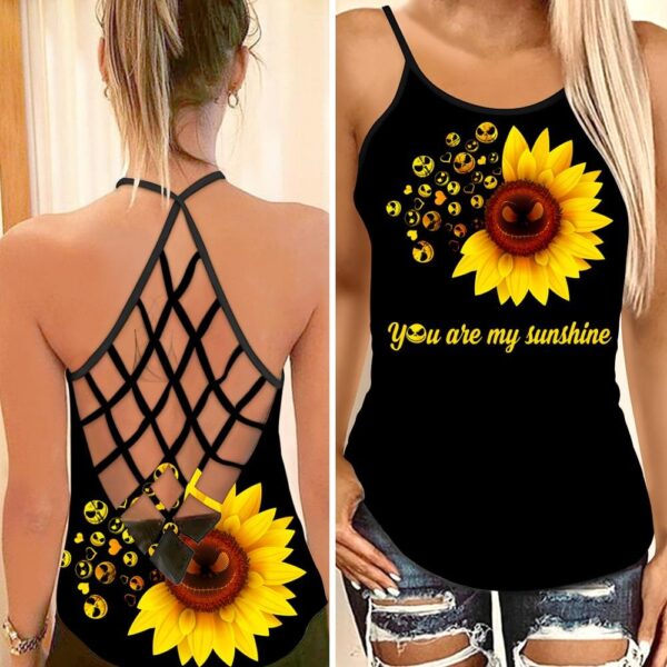 Sunflower You Are My Sunshine | Jack Skellington Criss Cross Tank Top NBCCT05