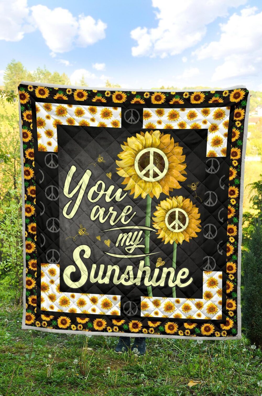 Sunflower You are my Sunshine Quilt Blanket Gift Idea