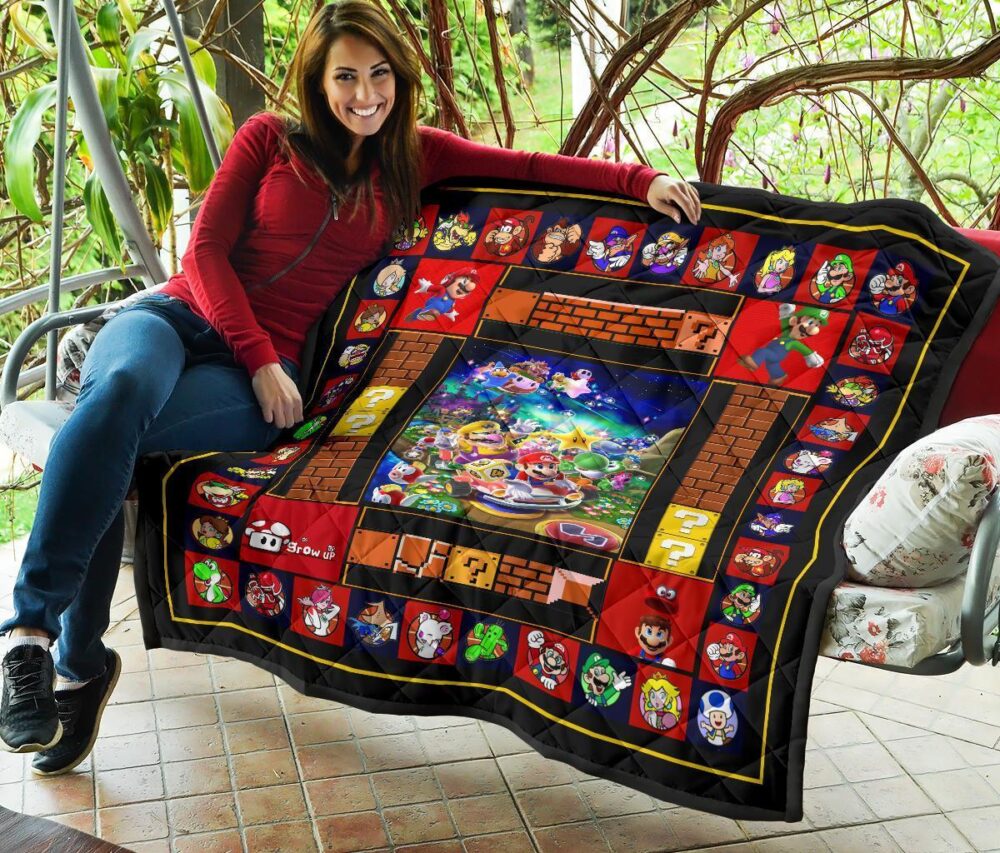 Super Mario Quilt Blanket Funny Gift Idea For Video Game Fan