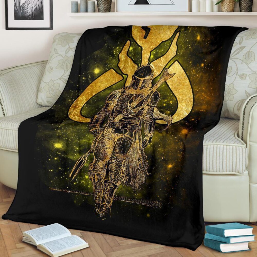 The Mandalorian Fleece Blanket Bounty Hunter Golden