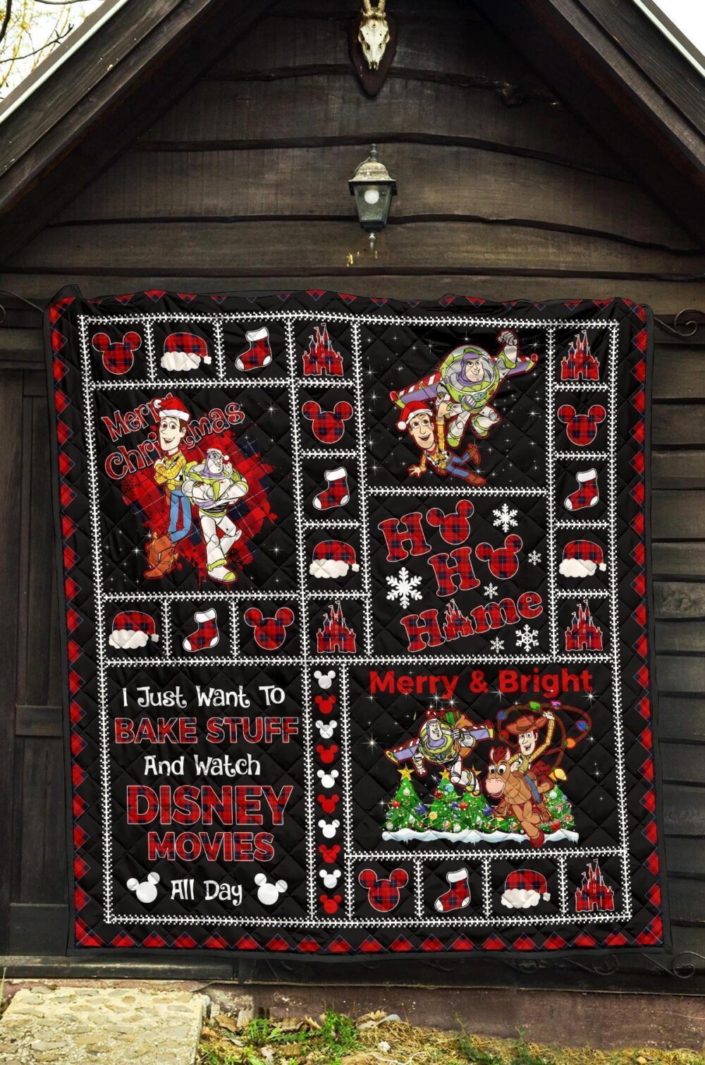Toy Story Quilt Blanket Woody And Buzz Lightyear Christmas Theme