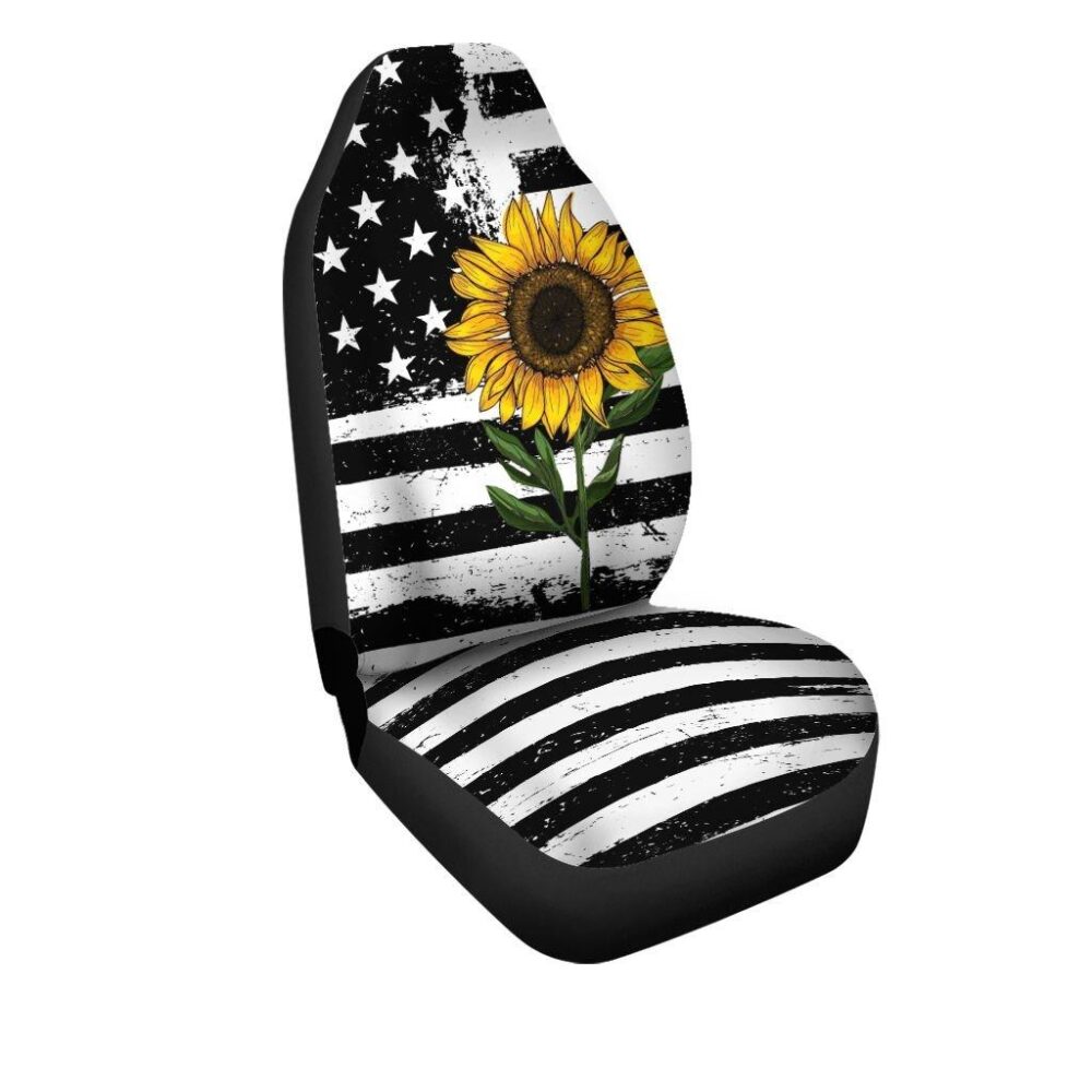 Vintage Sunflower American Flag Car Seat Covers