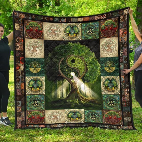 Yin Yang Tree of Life Quilt Blanket For Yoga Lover