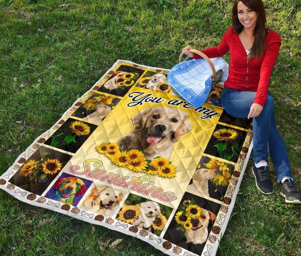 You Are My Sunshine Sunflower Labrador Quilt Blanket