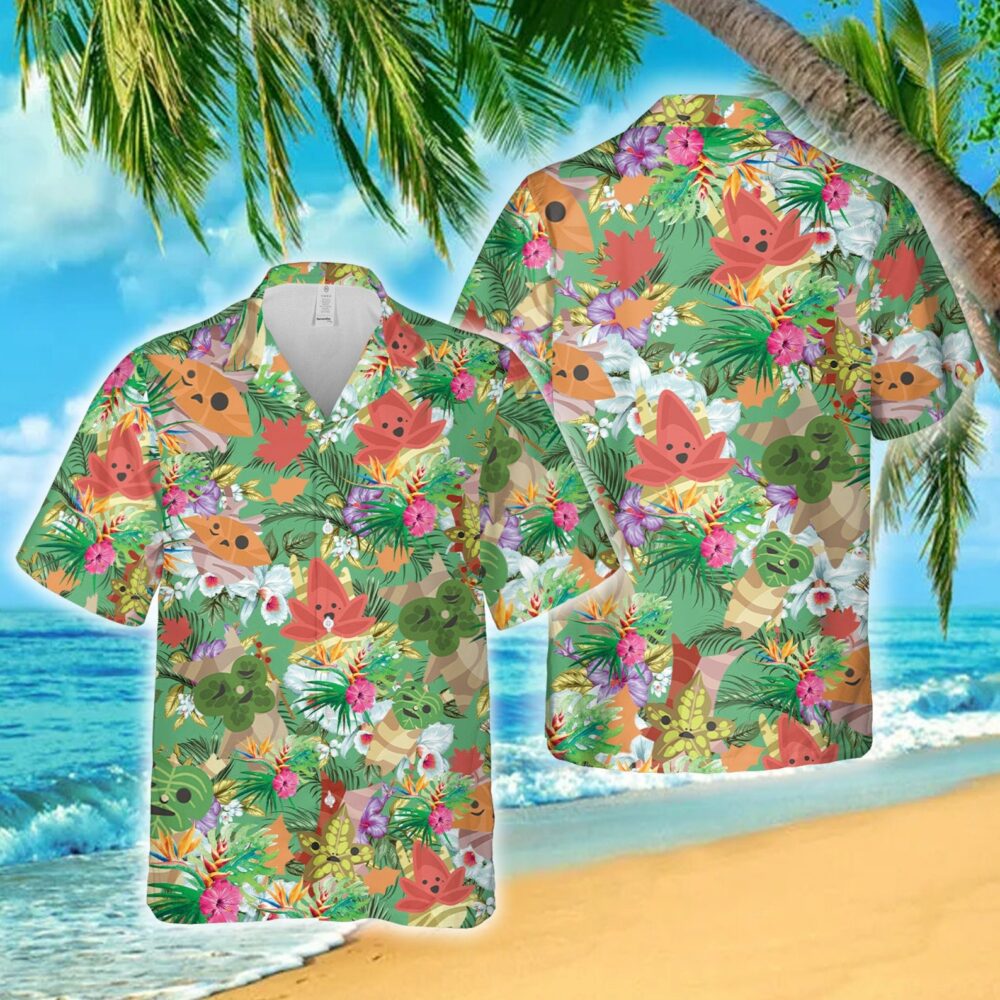 Zelda Majora And Korok Green Hawaiian Shirt Zelda Button Up