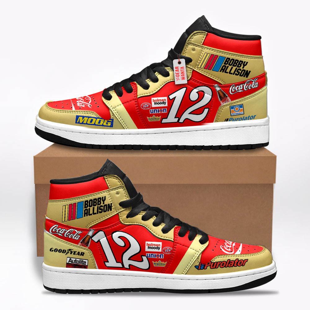 Bobby Allison Shoes Custom Coca #12 Cars Race Sneakers