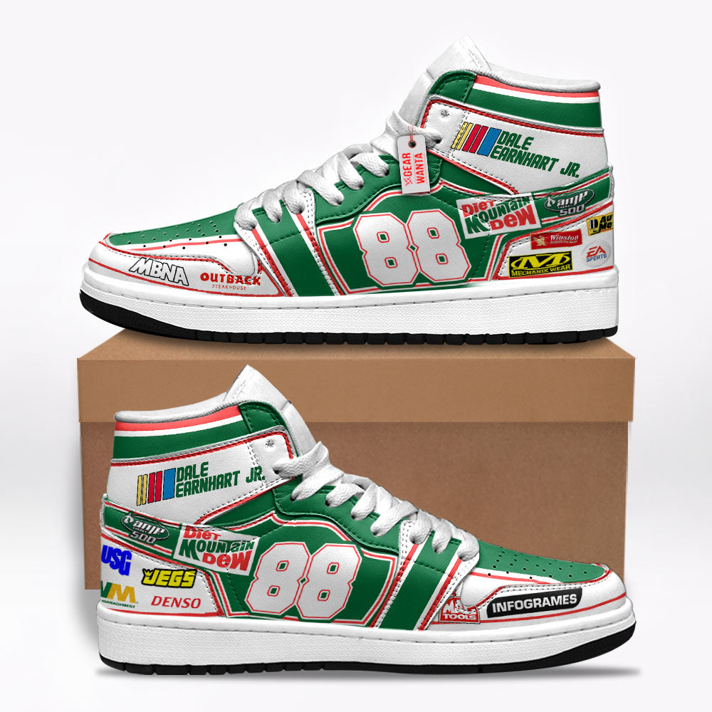 Dale Earnhardt Jr. Shoes Custom Retro Dew #88 Cars Race Sneakers