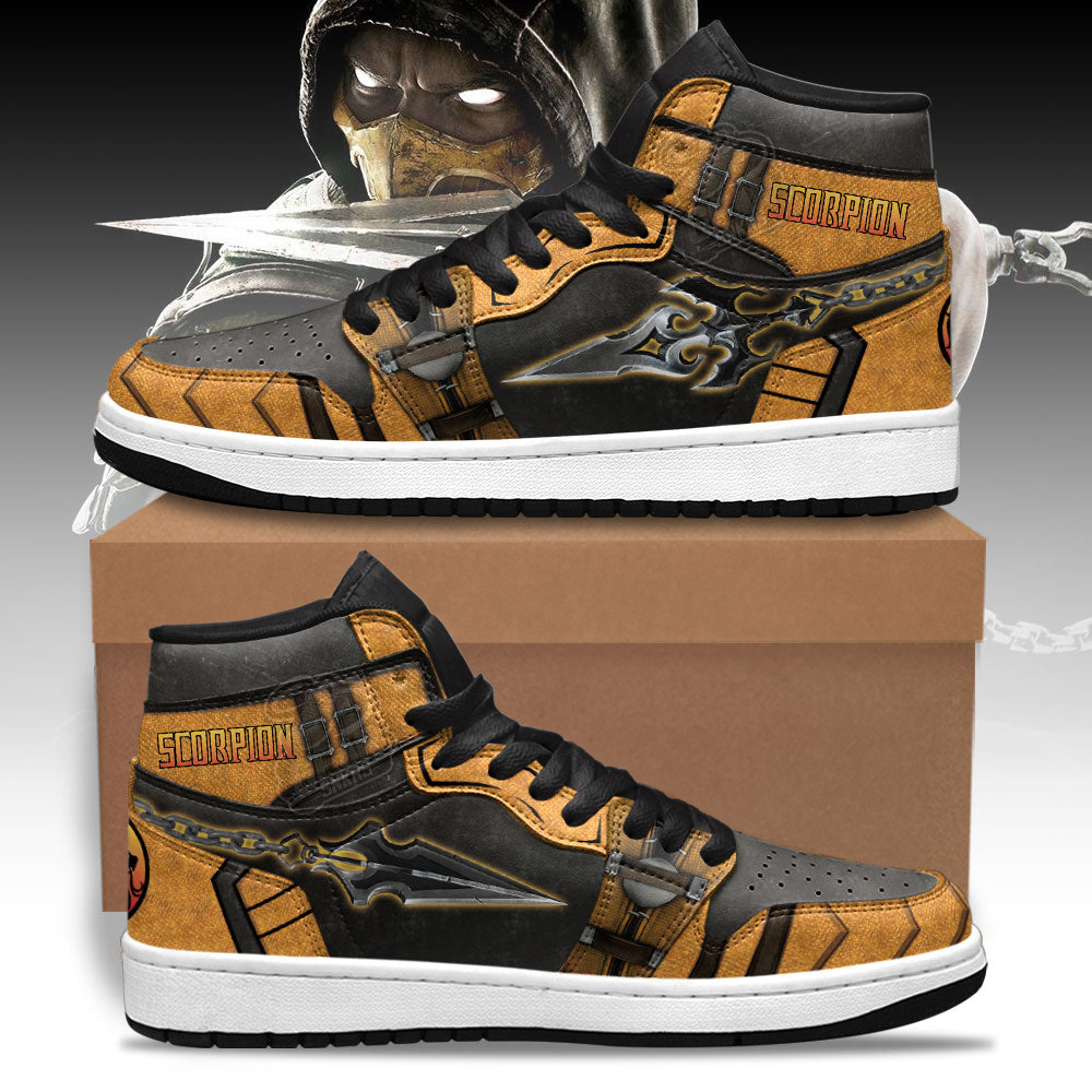 Mortal Kombat Sneakers Scorpion Kunai Shoes Custom For Fans | Fandom Gift